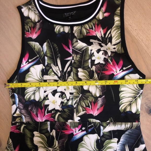 Topshop Black Floral Dress Size 6 - Picture 3 of 5